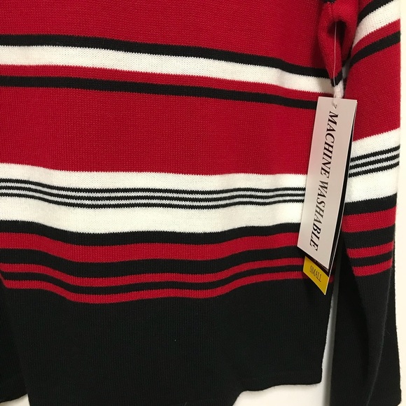 Red long sleeve sweater Sag Harbor red striped sweater NWT SM - Picture 3 of 5